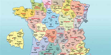 Carte de france avec départements et régions à consulter, télécharger et imprimer. France - Carte géographique - Arts et Voyages