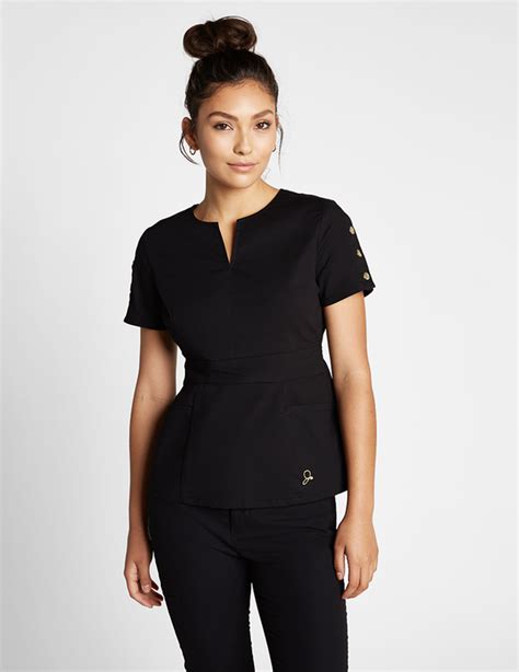 The Button Sleeve Top In Black Is A Contemporary Addition To Womens