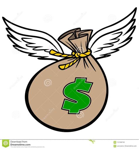 Flying Bag Of Money Stock Vector Illustration Of White