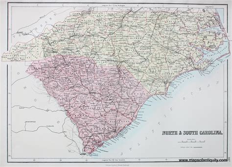 North And South Carolina Antique Maps And Charts Original Vintage