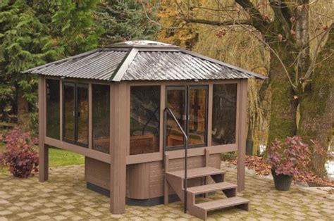 Explore the many options for creating a beautiful bathtub area. 25 Best of Privacy Gazebo For Hot Tub