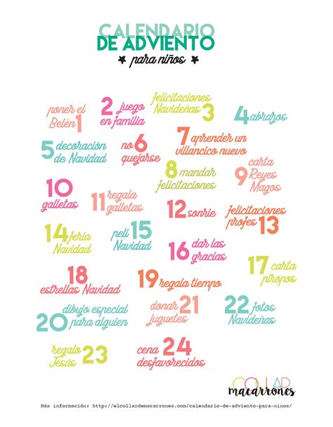 Calendario De Adviento Para Niños El Collar De Macarrones