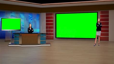 News 042 Tv Studio Set Virtual Green Screen Background Psd Datavideo