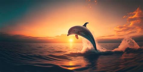 Premium Photo Dolphin Jumping Out Of Ocean Water With A Beautiful