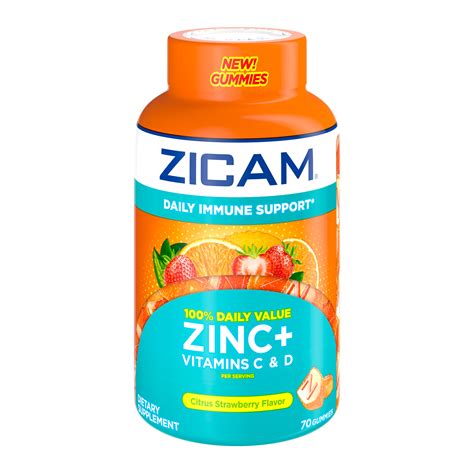 Zicam Daily Immune Support Gummies Citrus Strawberry Shop Vitamins A Z At H E B