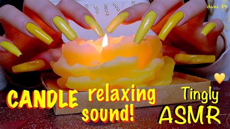 💛 calming asmr 🌙 nail scratching and tapping a candle flower 🌸 🎍with my long hypnotic natural
