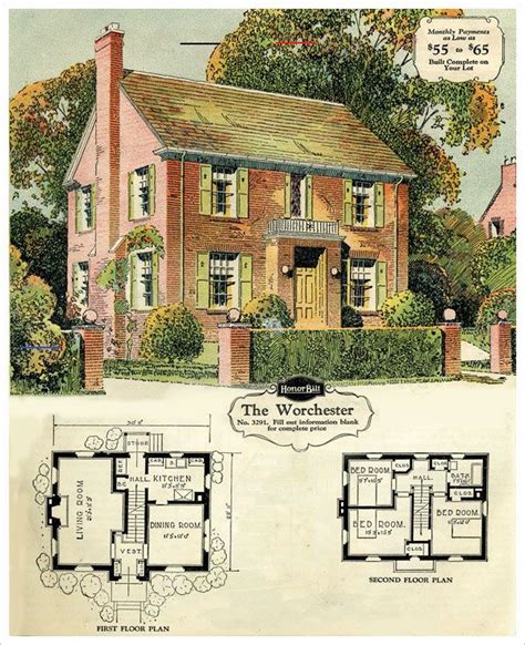 1929 Sears Brick Veneer The Worchester Colonial House Plans