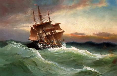 Alfred Jansen Pattern Landscape Sea Sky Ship Sail Waves