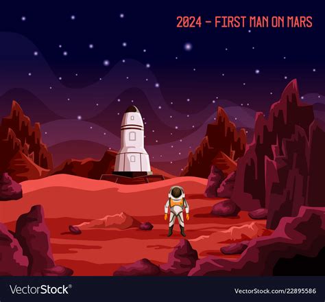 Astronaut Or Spaceman As First Man On Mars Vector Image