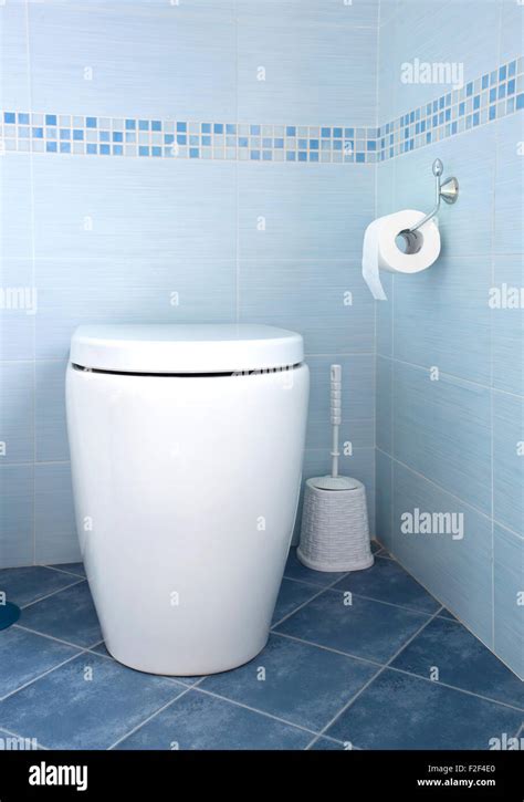 White Toilet Bowl At The Bathroom Hygienic Clean Modern Concept Stock Photo Alamy