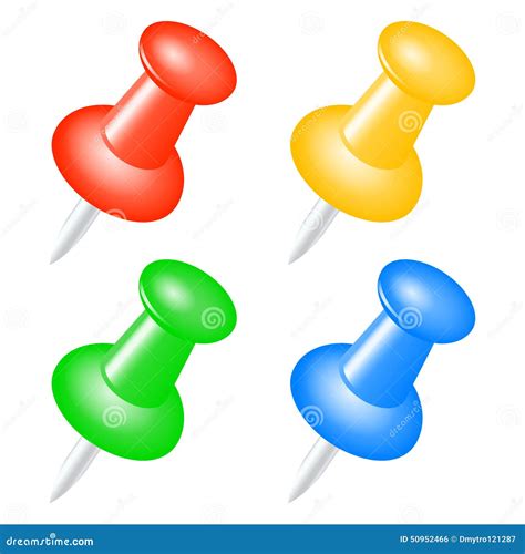 Colorful Push Pins Stock Vector Illustration Of Board 50952466