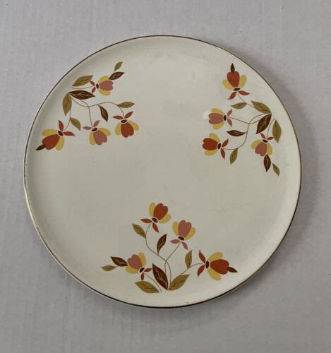Vintage Hall China Jewel Tea Autumn Leaf 9 12 Round Cake Plate Mary