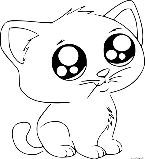 Dessin un chat simple et base, vous aider à pratiquer observations comment dessiner un chat, car il est nécessaire pour vos. Coloriage chat vraiment mignon kawaii - JeColorie.com