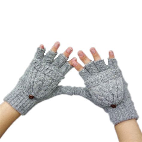 Museya Women Winter Warm Wool Knitted Glove Convertible Fingerless
