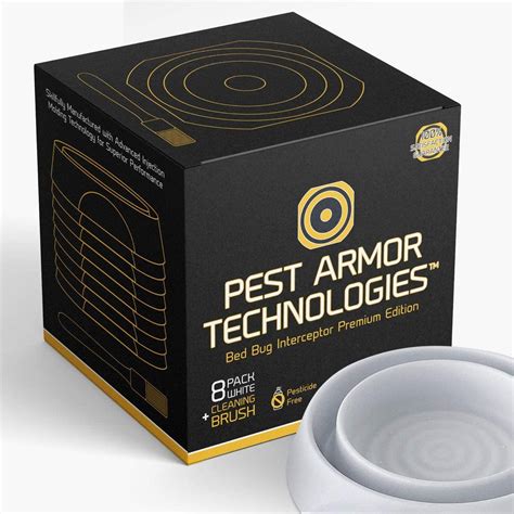 Pest Armor Technologies Bed Bug Interceptors 8 Pack White Premium Edition Bed
