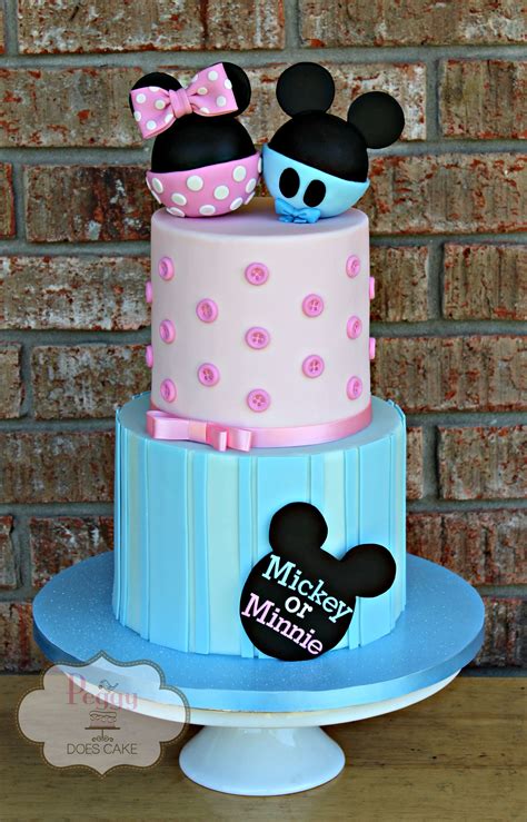 Mickey Minnie Gender Reveal Cake | Gender reveal cake, Baby reveal cakes, Baby gender reveal party