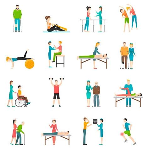 Premium Vector Physiotherapy Rehabilitation Color Character Set
