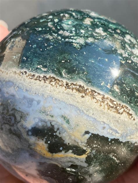 Green Ocean Jasper Sphere With Pyrite Orbicular Jasper Crystal Etsy