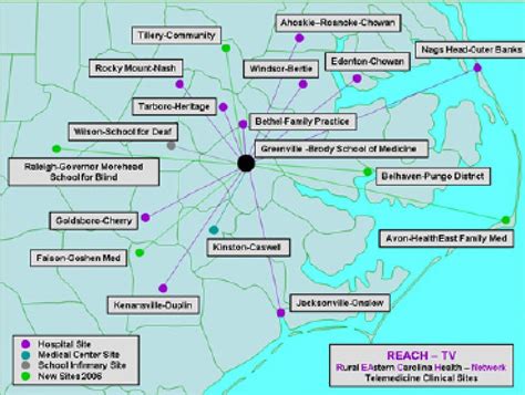 Map Of Eastern Carolina University Telemedicine Remote Sites Accessible