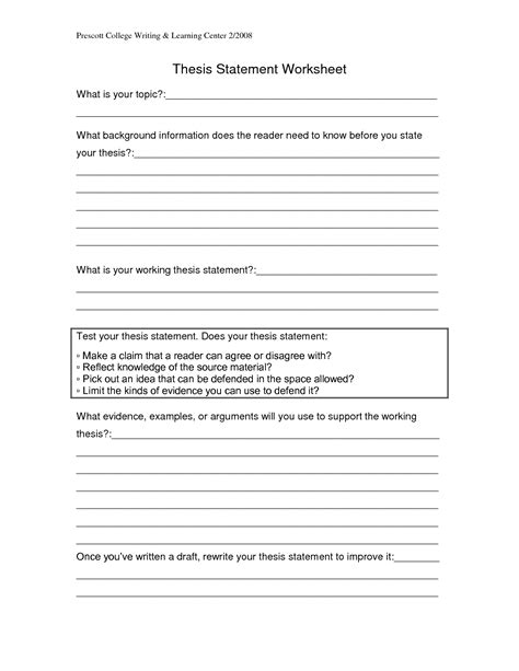 13 Best Images Of Thesis Statement Worksheet Middle School