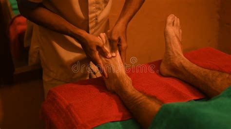 Man Having Ayurveda Healing Therapy For Foot Relaxation Massage Stock Image Image Of India