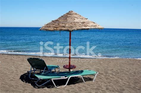 Black Beach Umbrella In Greece Stock Photo Royalty Free Freeimages