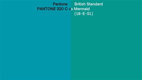 Pantone 320 C Vs British Standard Mermaid 18 E 51 Side By Side Comparison
