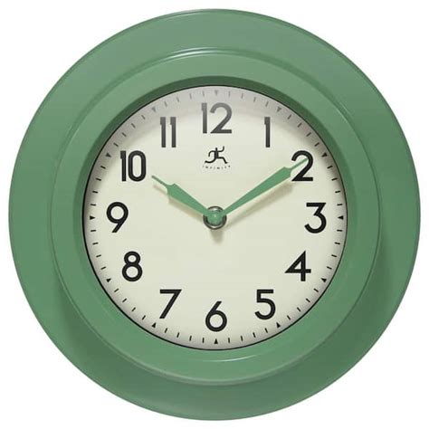 Infinity Instruments Retro Escape 9.75" Wall Clock - Green 20305GR-4543