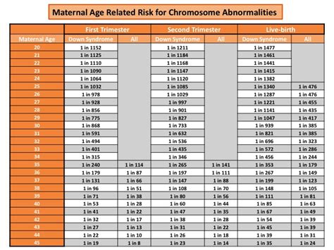 Age Pregnancy Risk Chart Template
