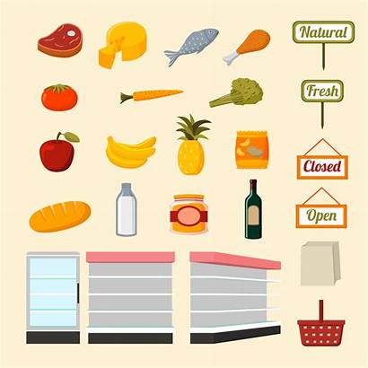 Supermarket Items Vector Meat Packaging Illustration Natural