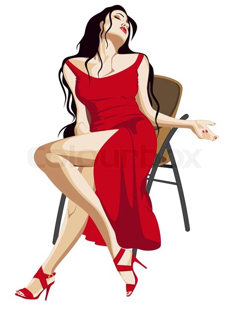 a girl in red dress sitting on a chair stock vector colourbox