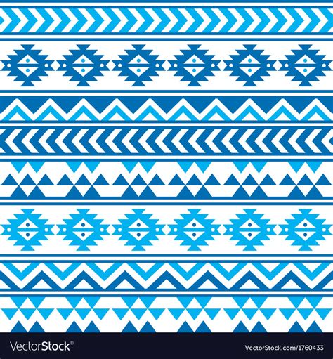Aztec Tribal Seamless Blue And Navy Pattern Vector Image