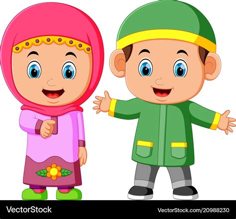 Happy Muslim Kid Cartoon Royalty Free Vector Image