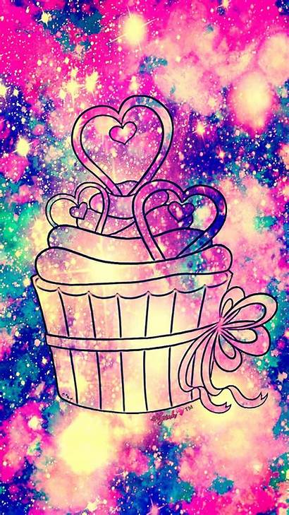 Cupcake Galaxy Glitter Wallpapers Kawaii Sparkle Pretty