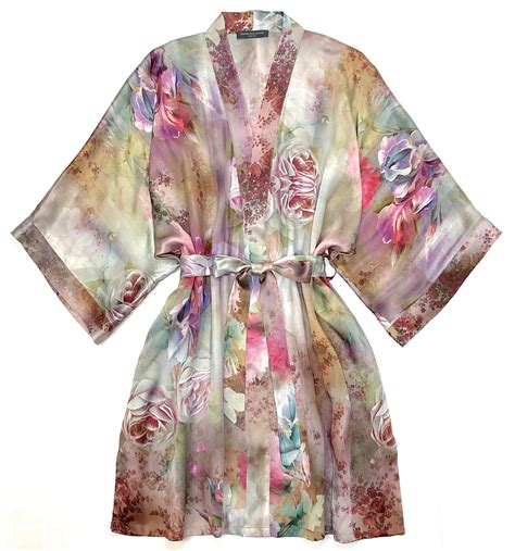Classic Silk Short Kimono Printed Celestial Samantha Chang