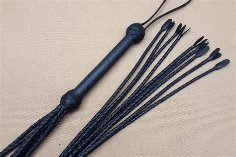 Cat O Nine Tails Leather Whip 9 Braided Falls Leather Etsy