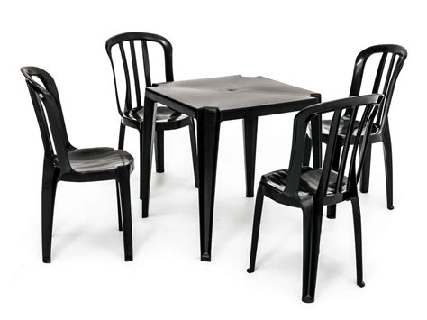 jogo de mesa plástica com cadeira bistrô preta goyana rei do plástico sc