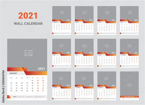 Calendar Planner Template For 2021 Year Stationery Design Week Starts