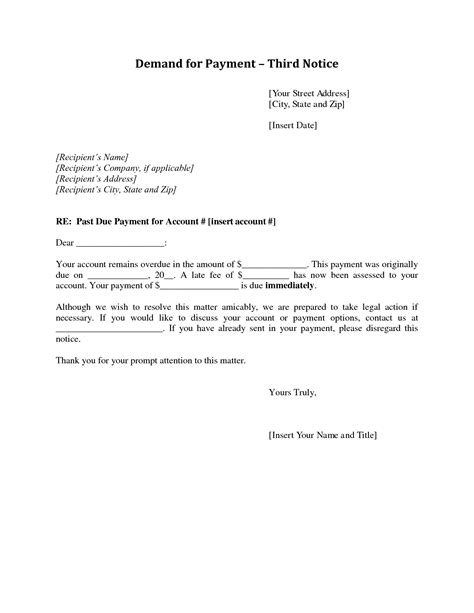 Demand For Payment Letter Template Free Printable Documents