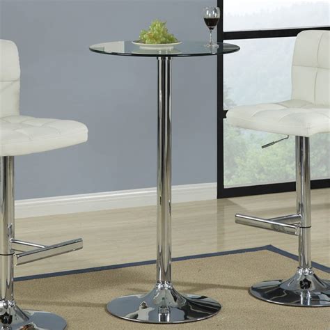 Kingfisher Lane Round Glass Top Bar Table In Chrome