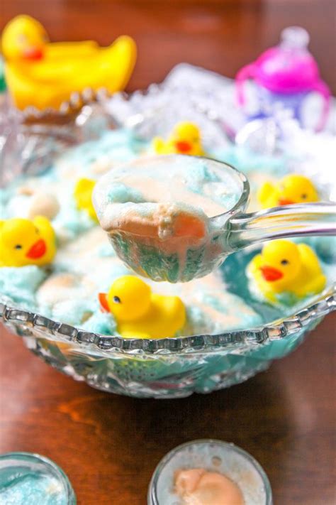 Frothy Blue Baby Shower Punch With Ducks Baking Beauty