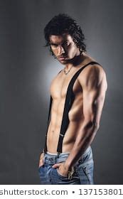 Sexy Man Black Suspenders Over Naked Stock Photo 137153801 Shutterstock