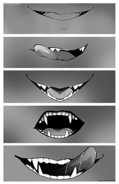 Art Creepy Drawing Fangs Grin Mouth Drawing Anime Mouths Drawings