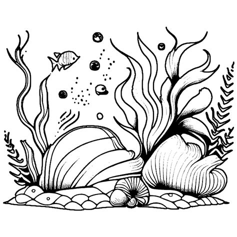 Beautiful Underwater Scene Coloring Page · Creative Fabrica