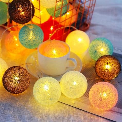 20 Leds Cotton Balls Lights Led Fairy Garland Ball Light For Etsy