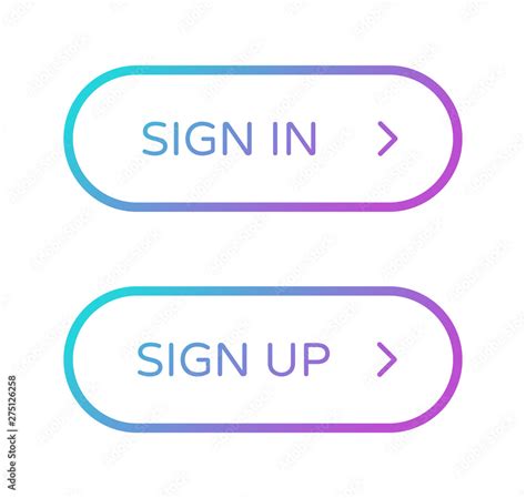 Sign In Sign Up Web Buttons Set Rounded Vector Buttons On Trendy