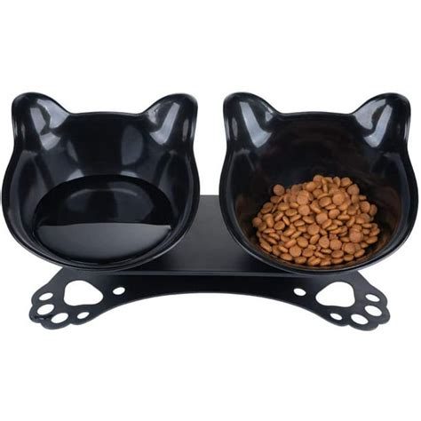 Cat Food Bowls Elevated Cat Bowls Tilted 15° Plastic Cat Dishes Double