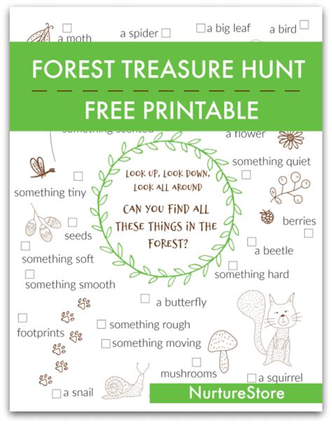 Forest Treasure Hunt Printable For Kids Nurturestore