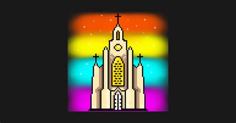 Rainbow Church Pixel Art Style Church Pegatina Teepublic Mx