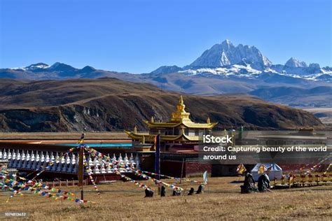 Tibetan Holy Mountain Mt Yala With Its Summit At 5820m And Tagong